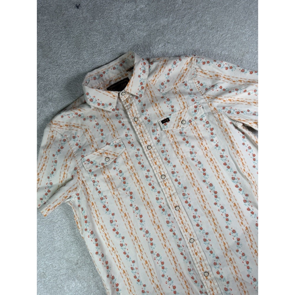 Howler Bros H-Bar-B Snapshirt Short Sleeve Mens Medium Hibiscus Ribbons Western